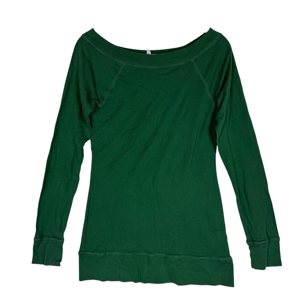 Old Navy Shirt Womens Large Green Boat Neck Raglan Long Sleeve SF NY Jersey